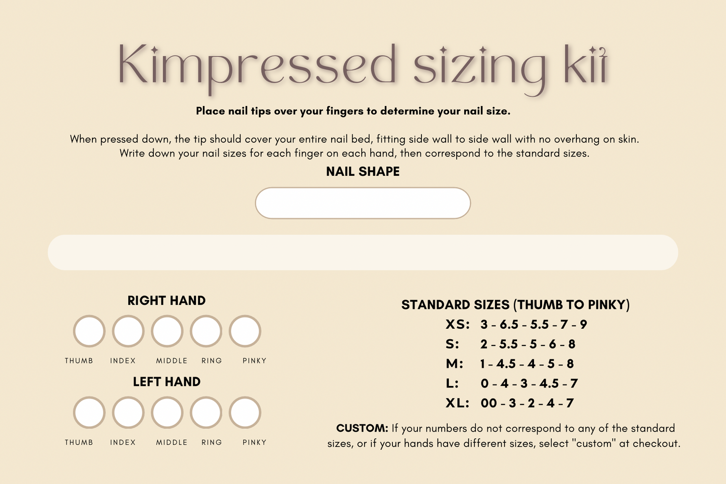 Sizing kit